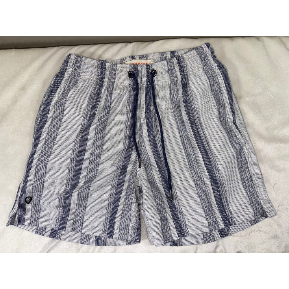 Sunset x Vine Men's Striped Pull-On Shorts Small Blue White Beach Coastal